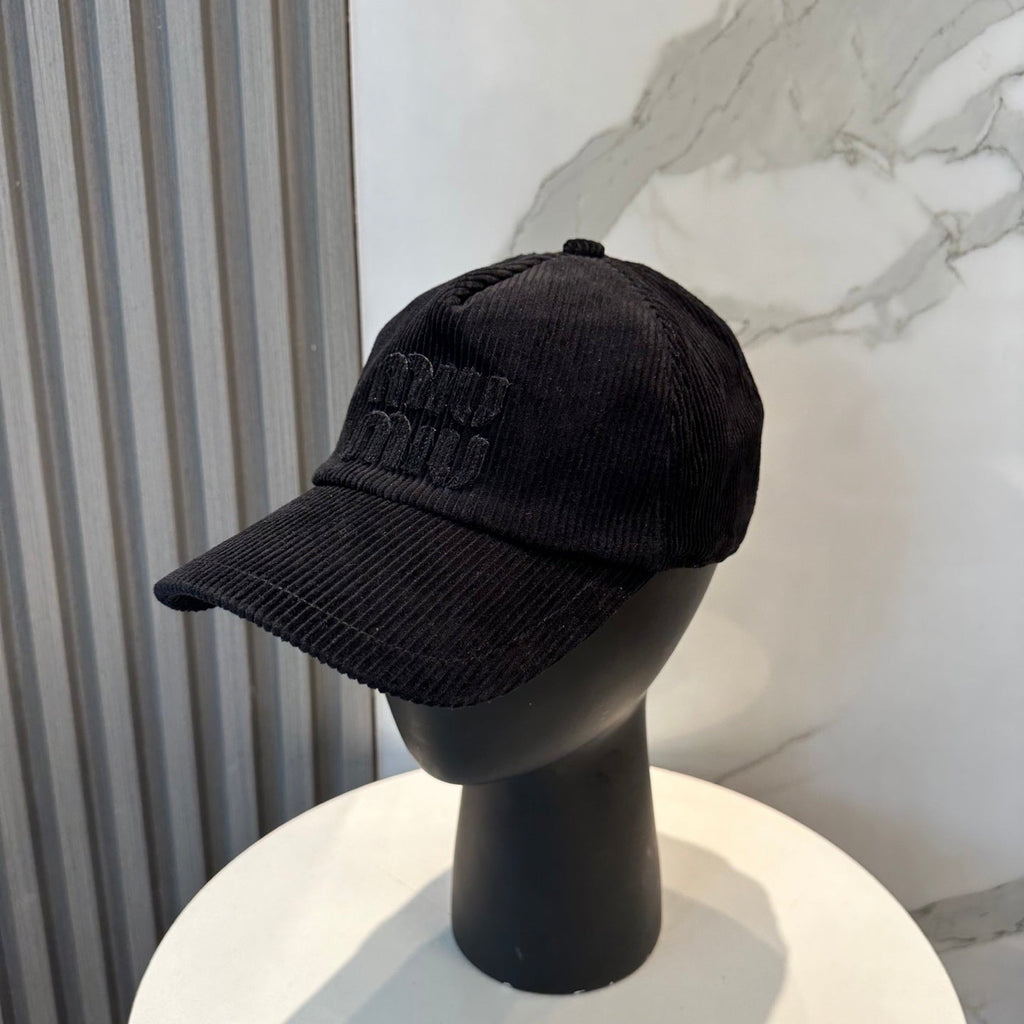 MIU MIU MM BASEBALL CAP IN BLACK VELVET