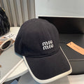 MIU MIU MM BASEBALL CAP IN BLACK AND WHITE FABRIC STYLE 2