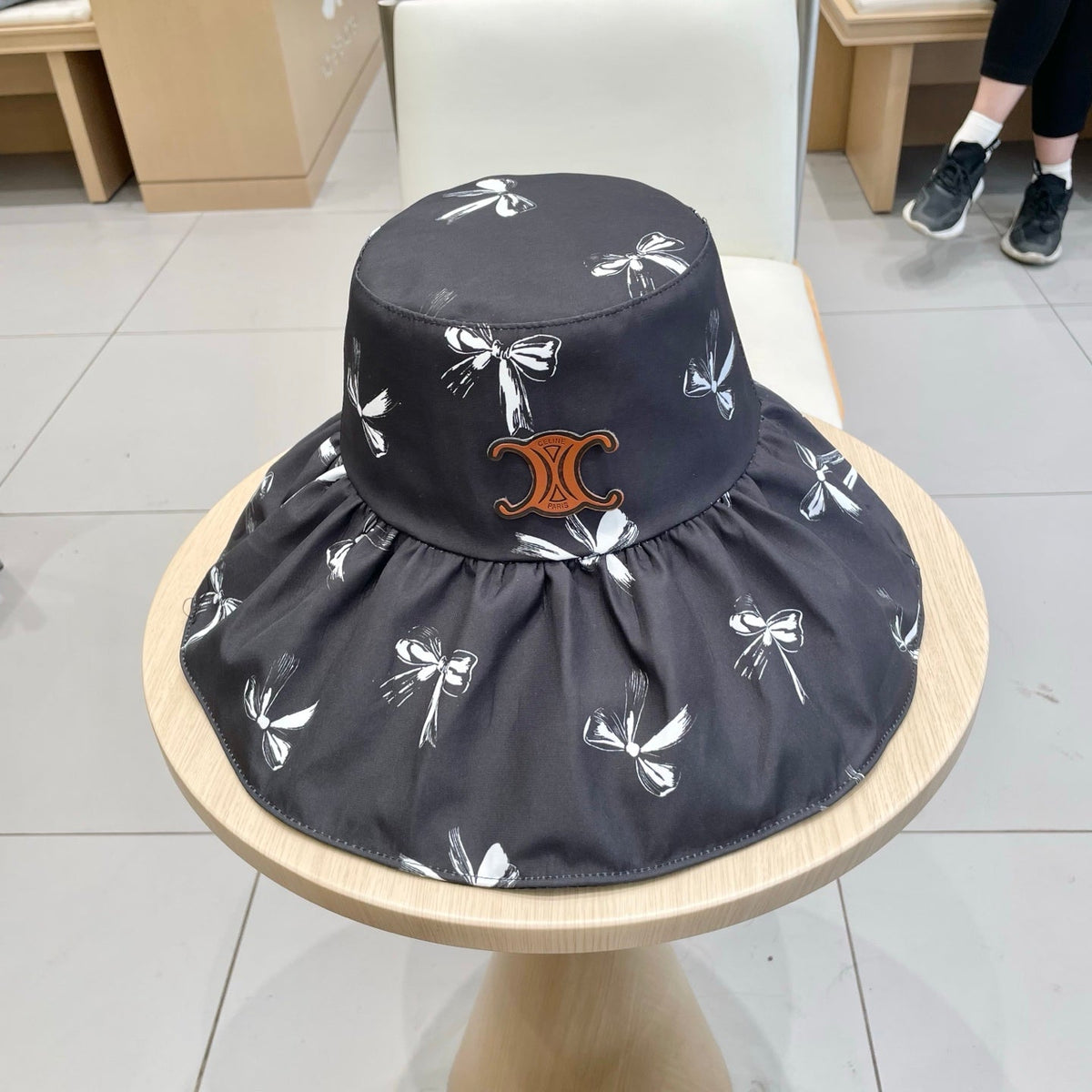 CELINE 25S BUCKET BOW HAT 733402 IN BLACK