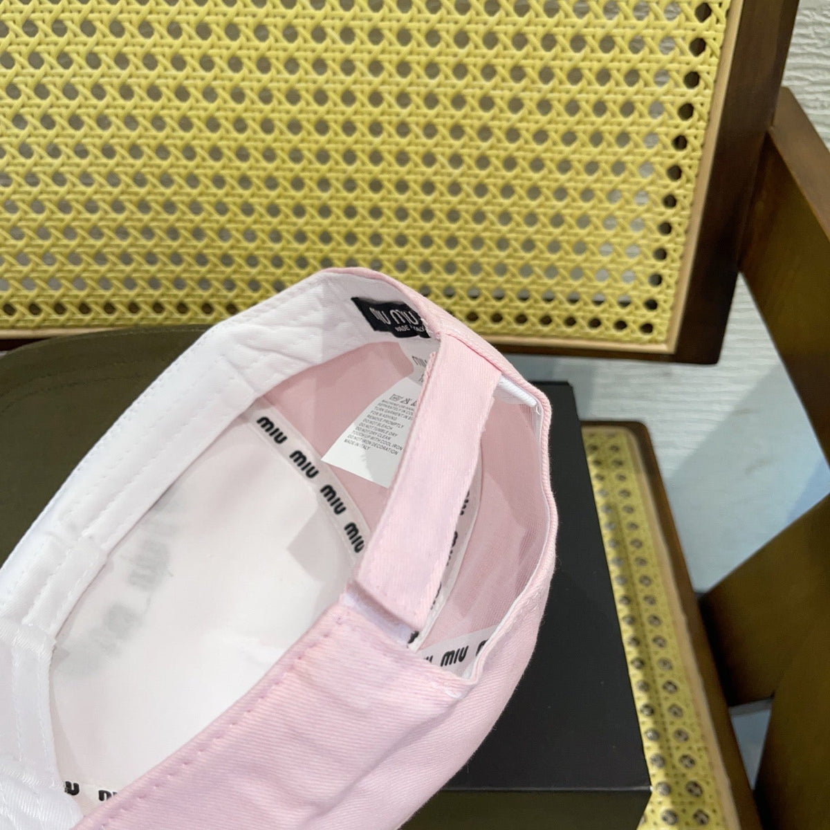 MIU MIU MM BASEBALL CAP IN SHAMPOO PINK FABRIC WITH LOGO EMBROIDERY