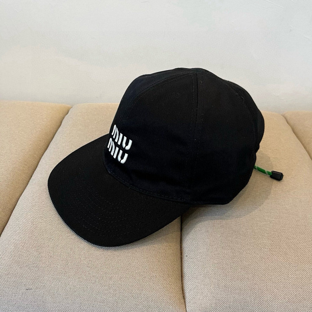MIU MIU MM BASEBALL CAP IN BLACK KHAKI FABRIC STYLE 7