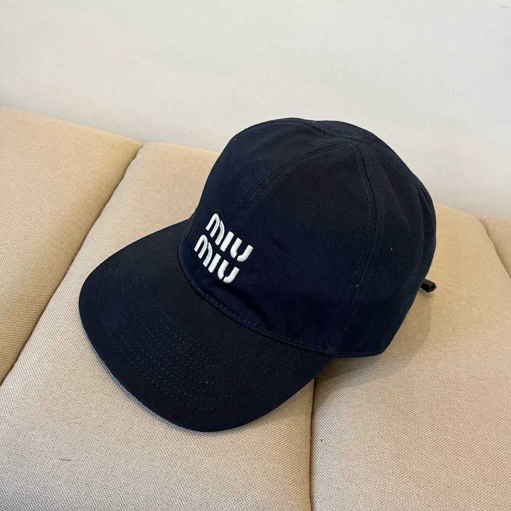 MIU MIU MM BASEBALL CAP IN NAVY BLUE KHAKI FABRIC STYLE 5